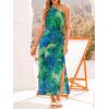 CUPSHE Women’s One Shoulder Summer Midi Dresses Cutout Waist Vacation Dresses Split Sleeveless Floral Casual Beach Sundress(Green Floral)