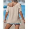 CUPSHE Women’s One Shoulder Tops Strap Trendy Short Sleeve Knit Sexy Cutout Tee(Beige)
