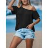 CUPSHE Women’s One Shoulder Tops Strap Trendy Short Sleeve Knit Sexy Cutout Tee(Black)