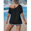 CUPSHE Women’s One Shoulder Tops Strap Trendy Short Sleeve Knit Sexy Cutout Tee(Black)