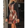 CUPSHE Women’s Overall Dress Square Neck Plaid Sleeveless Casual Short A Line Cute Fall Mini Pinafore Dresses(Brown Plaid)