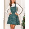 CUPSHE Women’s Overall Dress Square Neck Plaid Sleeveless Casual Short A Line Cute Fall Mini Pinafore Dresses(Green)