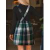 CUPSHE Women’s Overall Dress Square Neck Plaid Sleeveless Casual Short A Line Cute Fall Mini Pinafore Dresses(Green Plaid)