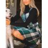CUPSHE Women’s Overall Dress Square Neck Plaid Sleeveless Casual Short A Line Cute Fall Mini Pinafore Dresses(Green Plaid)