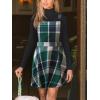 CUPSHE Women’s Overall Dress Square Neck Plaid Sleeveless Casual Short A Line Cute Fall Mini Pinafore Dresses(Green Plaid)