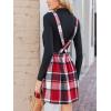 CUPSHE Women’s Overall Dress Square Neck Plaid Sleeveless Casual Short A Line Cute Fall Mini Pinafore Dresses(Red Plaid)
