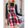 CUPSHE Women’s Overall Dress Square Neck Plaid Sleeveless Casual Short A Line Cute Fall Mini Pinafore Dresses(Red Plaid)