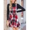 CUPSHE Women’s Overall Dress Square Neck Plaid Sleeveless Casual Short A Line Cute Fall Mini Pinafore Dresses(Red Plaid)