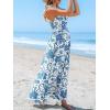 CUPSHE Women’s Paisley Summer Dresses Casual Halter Twist Backless Tie Back Smocked Maxi Dress(Blue)