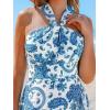 CUPSHE Women’s Paisley Summer Dresses Casual Halter Twist Backless Tie Back Smocked Maxi Dress(Blue)