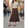 CUPSHE Women’s Pleated Midi Skirts Dressy A Line Velvet High Waist Long Skirt(Brown)