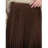 CUPSHE Women’s Pleated Midi Skirts Dressy A Line Velvet High Waist Long Skirt(Brown)