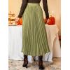 CUPSHE Women’s Pleated Midi Skirts Dressy A Line Velvet High Waist Long Skirt(Green)