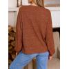 CUPSHE Womens Rib Knit Blouse Tops Loose Lantern Long Sleeve Casual Sweater Pullover Shirts 2024(Orange)