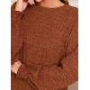 CUPSHE Womens Rib Knit Blouse Tops Loose Lantern Long Sleeve Casual Sweater Pullover Shirts 2024(Orange)