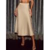 CUPSHE Women’s Satin Skirt Flowy A Line Cocktail Party Wedding High Waist Long Midi Skirts Vacation Outfits(Beige)