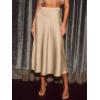CUPSHE Women’s Satin Skirt Flowy A Line Cocktail Party Wedding High Waist Long Midi Skirts Vacation Outfits(Beige)
