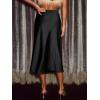 CUPSHE Women’s Satin Skirt Flowy A Line Cocktail Party Wedding High Waist Long Midi Skirts Vacation Outfits(Black)