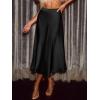 CUPSHE Women’s Satin Skirt Flowy A Line Cocktail Party Wedding High Waist Long Midi Skirts Vacation Outfits(Black)