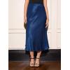 CUPSHE Women’s Satin Skirt Flowy A Line Cocktail Party Wedding High Waist Long Midi Skirts Vacation Outfits(Blue)