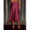 CUPSHE Women’s Satin Skirt Flowy A Line Cocktail Party Wedding High Waist Long Midi Skirts Vacation Outfits(Wine)