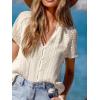 CUPSHE Womens Short Sleeve Henley Tops V Neck Dressy Casual Blouses Summer Trendy Tee Shirts 2026(White)