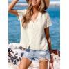 CUPSHE Womens Short Sleeve Henley Tops V Neck Dressy Casual Blouses Summer Trendy Tee Shirts 2026(White)