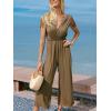 CUPSHE Women’s Sleeveless Deep V Neck Jumpsuit Wrap Wide Leg Summer 2025 Beach Vacation Outfits(Green)