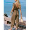 CUPSHE Women’s Sleeveless Deep V Neck Jumpsuit Wrap Wide Leg Summer 2025 Beach Vacation Outfits(Green)