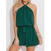 CUPSHE Women’s Sleeveless Romper Halter Tie Front Casual Wide Leg Jumpsuit Beach Summer Vacation Outfits(Green)