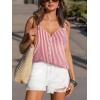 CUPSHE Women’s Sleeveless Tank Top Striped Spaghetti Strap Scalloped V Neck Button Front Casual Summer(Red)