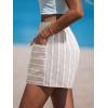 CUPSHE Women’s Stripe Shorts High Waist Smocked Patch Pockets Summer Casual Short Brown(Brown Stripe)