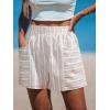 CUPSHE Women’s Stripe Shorts High Waist Smocked Patch Pockets Summer Casual Short Brown(Brown Stripe)