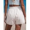 CUPSHE Women’s Stripe Shorts High Waist Smocked Patch Pockets Summer Casual Short Brown(Brown Stripe)