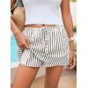 CUPSHE Women’s Striped High Waist Drawstring Shorts Elastic Mid‑Thigh Summer Casual(Black Stripe)