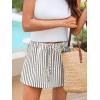 CUPSHE Women’s Striped High Waist Drawstring Shorts Elastic Mid‑Thigh Summer Casual(Black Stripe)