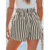 CUPSHE Women’s Striped Shorts High Waist Smocked Drawstring Pocket Short(Black Stripe)