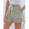 CUPSHE Women’s Striped Shorts High Waist Smocked Drawstring Pocket Short(Black Stripe)