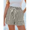 CUPSHE Women’s Striped Shorts High Waist Smocked Drawstring Pocket Short(Black Stripe)