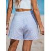 CUPSHE Women’s Striped Shorts Smocked High‑Waist Elastic Drawstring Waist Casual Summer Essential Short(Blue)