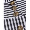 CUPSHE Women’s Striped Summer Dresses V Neck Casual Mini Dress Flutter Sleeve Ruffle Button Sundresses(Black)