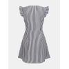 CUPSHE Women’s Striped Summer Dresses V Neck Casual Mini Dress Flutter Sleeve Ruffle Button Sundresses(Black)