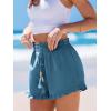CUPSHE Womens Summer Beach Shorts High Waist Drawstring Wide Leg Printed Casual Shorts with Pockets(Blue)