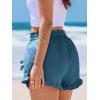 CUPSHE Womens Summer Beach Shorts High Waist Drawstring Wide Leg Printed Casual Shorts with Pockets(Blue)