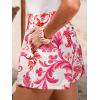 CUPSHE Womens Summer Beach Shorts High Waist Drawstring Wide Leg Printed Casual Shorts with Pockets(Red Print)