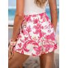 CUPSHE Womens Summer Beach Shorts High Waist Drawstring Wide Leg Printed Casual Shorts with Pockets(Red Print)
