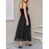 CUPSHE Women’s Summer Mesh Maxi Dresses Spaghetti Strap Swing A Line Long Flowy Dress Sleeveless Beach Vacation(Black)