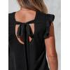 CUPSHE Women’s Summer Shirts Cute Tops Ruffle Sleeve Crew Neck Casual Backless Tees(Black)
