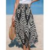 CUPSHE Womens Summer Skirts Abstract Smocked Midi Skirt High Waist Coverup Casual Vacation Beach Skirt(Black)