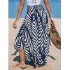 CUPSHE Womens Summer Skirts Abstract Smocked Midi Skirt High Waist Coverup Casual Vacation Beach Skirt(Navy)